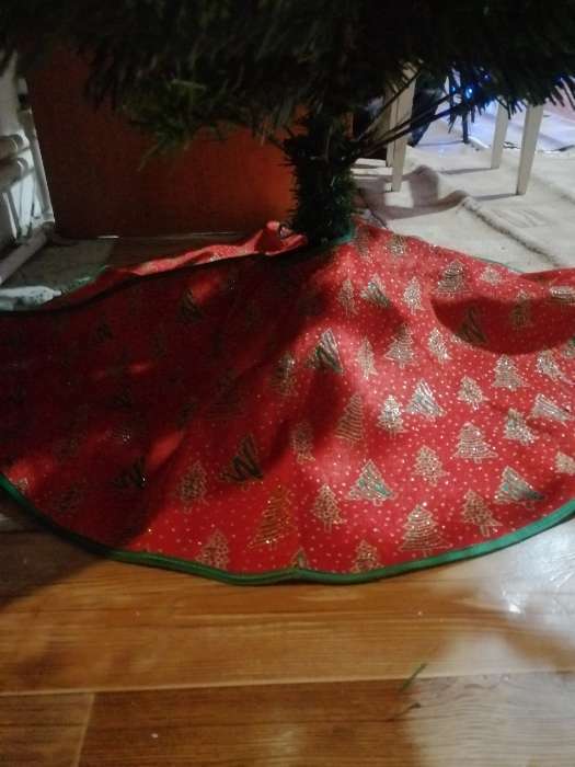 Фотография покупателя товара Полянка под ёлку "Ёлочки в снежинках" d-75 см, красно-зелёный