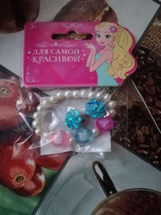 Фотография покупателя товара Набор детский 2 предмета: браслет, клипсы, цветок перламутровый, цвета МИКС