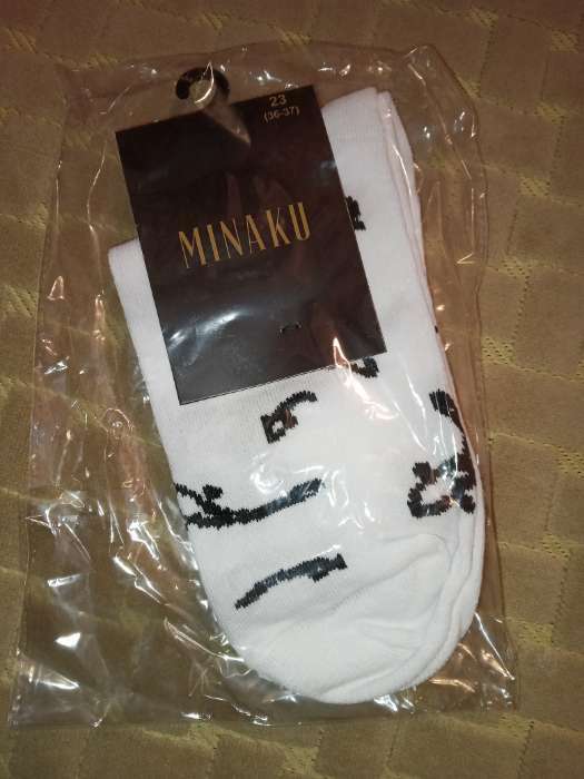 Фотография покупателя товара Носки женские MINAKU «Рыбки», цвет белый, размер 36-37 (23 см)