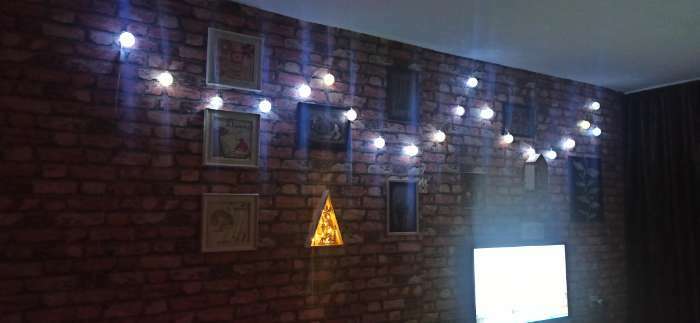 Фотография покупателя товара Гирлянда «Нить» 5 м с насадками «Клубки кремовые», IP20, прозрачная нить, 20 LED, свечение тёплое белое, 220 В - Фото 3
