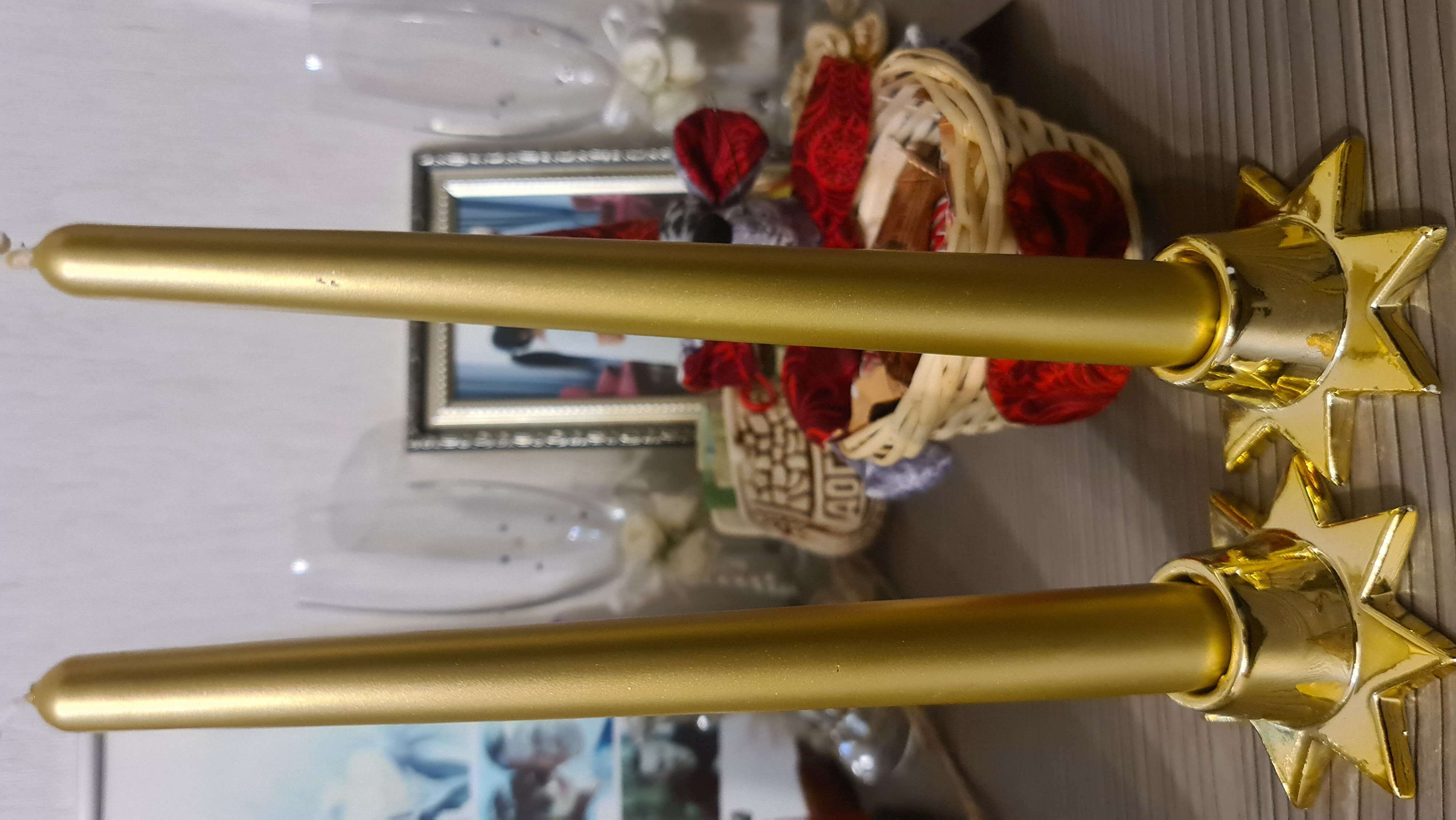 Фотография покупателя товара Свечи античные лакированные №40, 2,2×23 см, золотой металлик - Фото 1