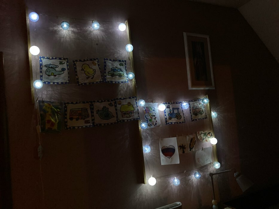 Фотография покупателя товара УЦЕНКА Гирлянда «Нить» 5 м с насадками «Клубки кремовые», IP20, прозрачная нить, 20 LED, свечение тёплое белое, 220 В - Фото 42