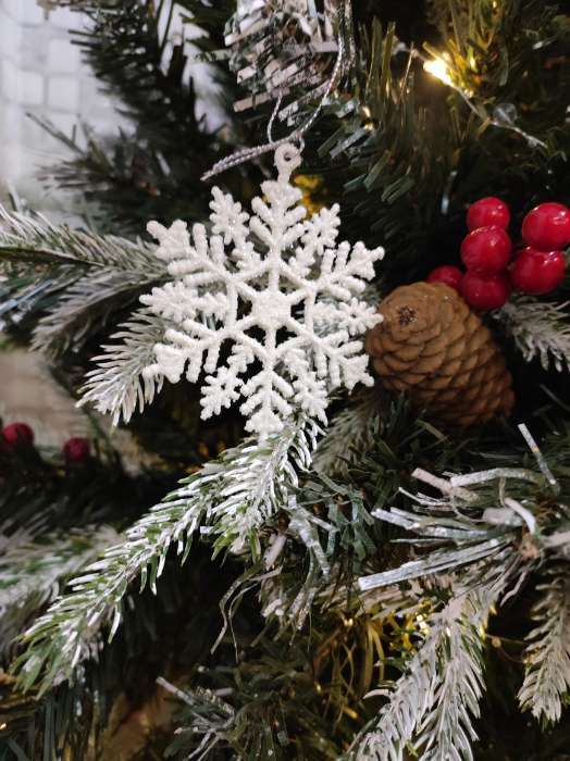 Фотография покупателя товара Украшение ёлочное "Белая снежинка" (набор 3 шт) d-11 см
