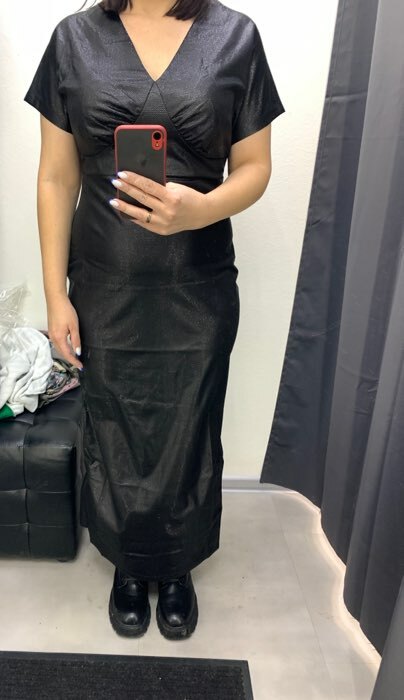 Фотография покупателя товара Платье женское MINAKU с люрексом, длинное, размер 48, цвет чёрный - Фото 4