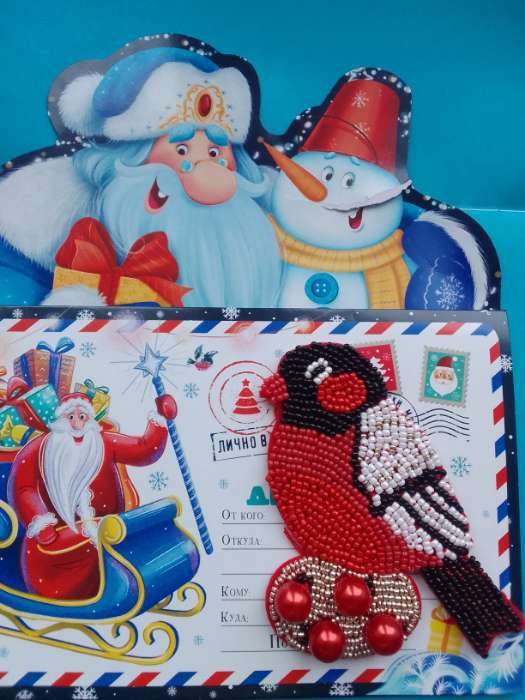 Фотография покупателя товара Новогодняя игрушка из фетра с вышивкой бисером «Новый год! Снегирь»