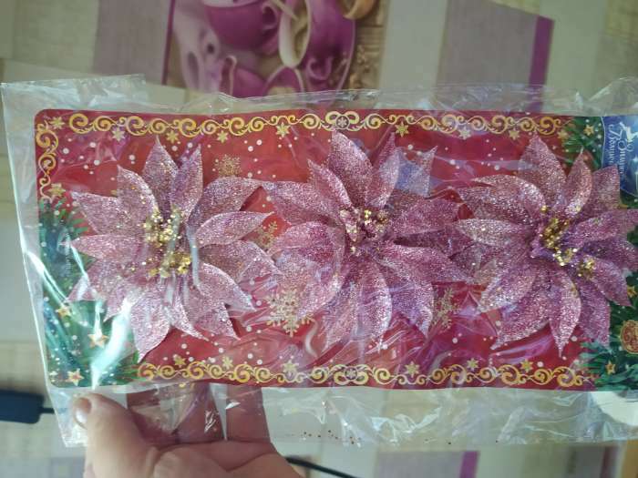 Фотография покупателя товара Украшение ёлочное "Нежный цветок" (набор 3 шт) 10 см, розовый - Фото 9