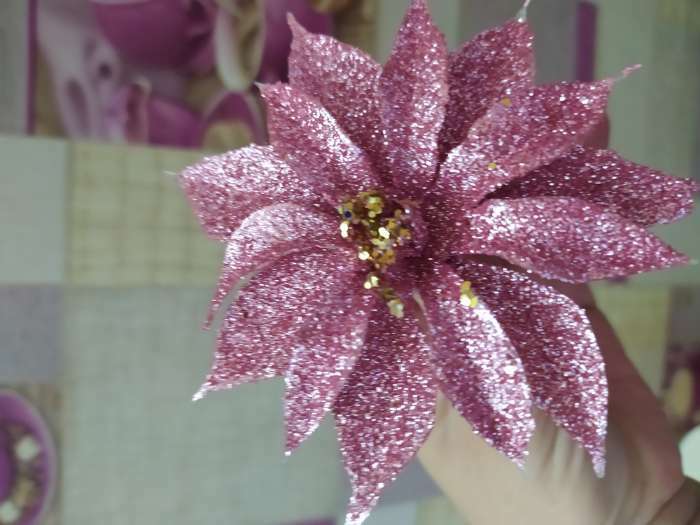 Фотография покупателя товара Украшение ёлочное "Нежный цветок" (набор 3 шт) 10 см, розовый - Фото 7