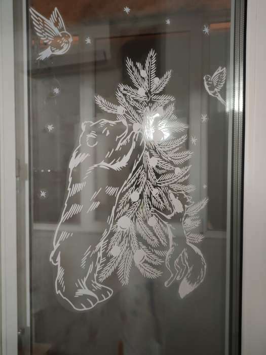 Фотография покупателя товара Наклейки для окон «Гравюра», многоразовая, 33 × 50 см