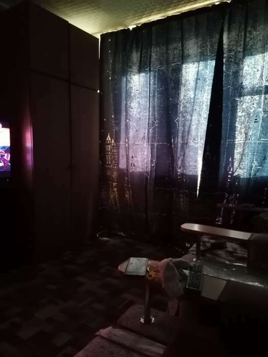 Фотография покупателя товара Портьера Этель «Ночной город» без держателя, цвет синий, 110х260 см, блэкаут, 100% полиэстер - Фото 1