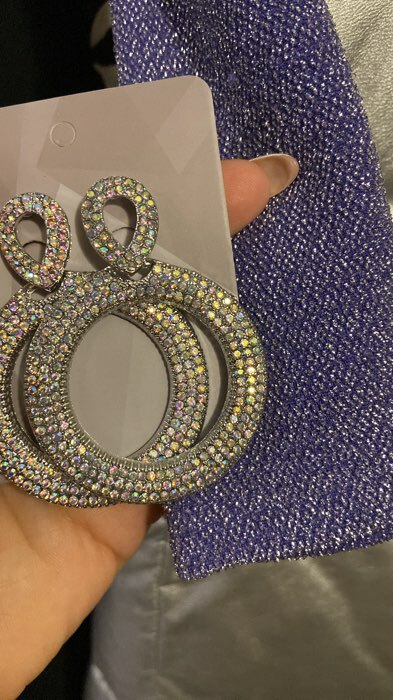 Фотография покупателя товара Серьги висячие со стразами «Эдем» кольцо, радужный в серебре, 6,5 см - Фото 2