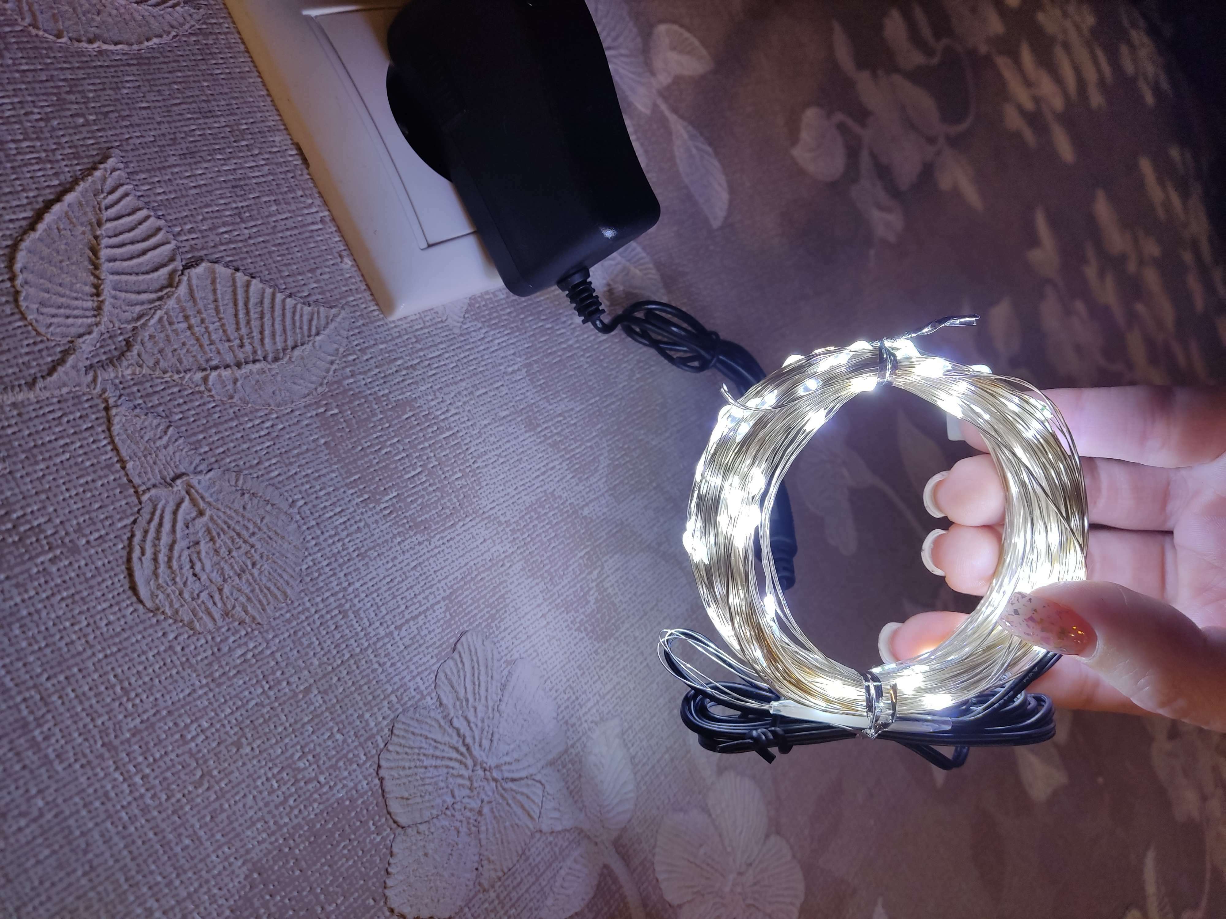 Фотография покупателя товара Гирлянда «Нить» 20 м роса, IP20, серебристая нить, 200 LED, свечение белое, 12 В - Фото 5