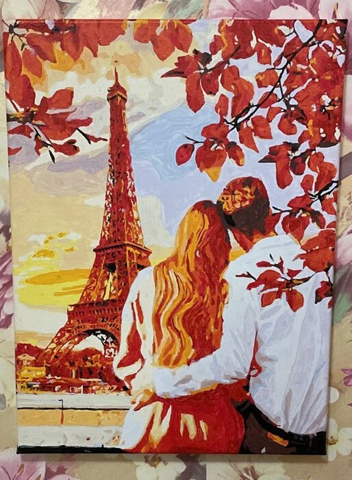 Фотография покупателя товара Картина по номерам на холсте с подрамником «Свидание в Париже», 40х30 см - Фото 1