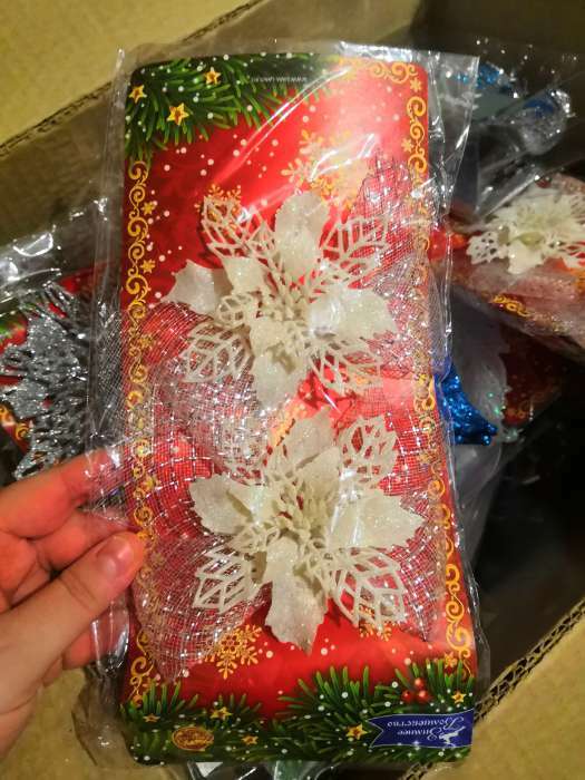 Фотография покупателя товара Украшение ёлочное "Бантик с цветком" (набор 2 шт) 11х9 см, белый - Фото 10