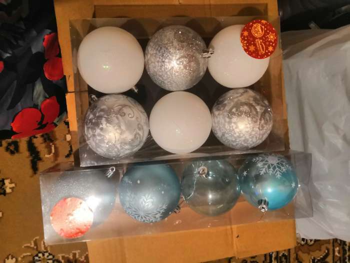 Фотография покупателя товара Ёлочные игрушки «Морозные узоры», шары новогодние, d=8 см, набор 6 шт., серебристо-белый - Фото 2