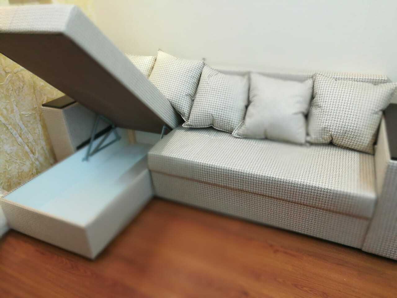 Фотография покупателя товара Угловой диван «Дубай лайт», еврокнижка, угол левый, цвет рогожка корфу 02 - Фото 4