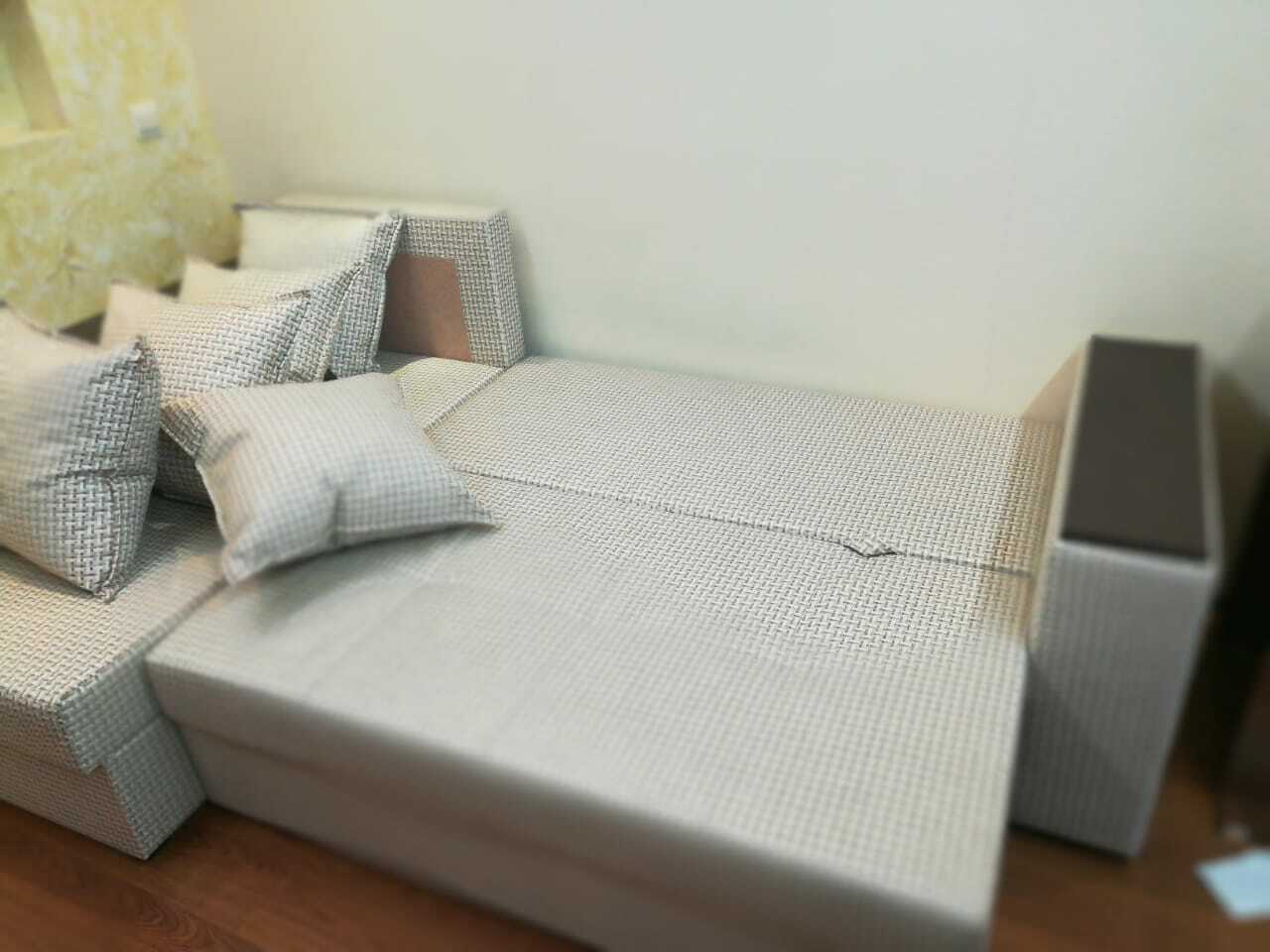 Фотография покупателя товара Угловой диван «Дубай лайт», еврокнижка, угол левый, цвет рогожка серый / экокожа чёрный - Фото 3