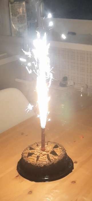 Фотография покупателя товара Свечи фонтаны для торта "С Новым Годом!", 12,5 см, 30 сек, 3 шт - Фото 7