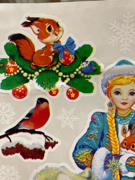 Фотография покупателя товара Набор наклеек на окна "Новогодний" снежинки, Снегурочка и Дед Мороз, 37 х 37 см - Фото 15