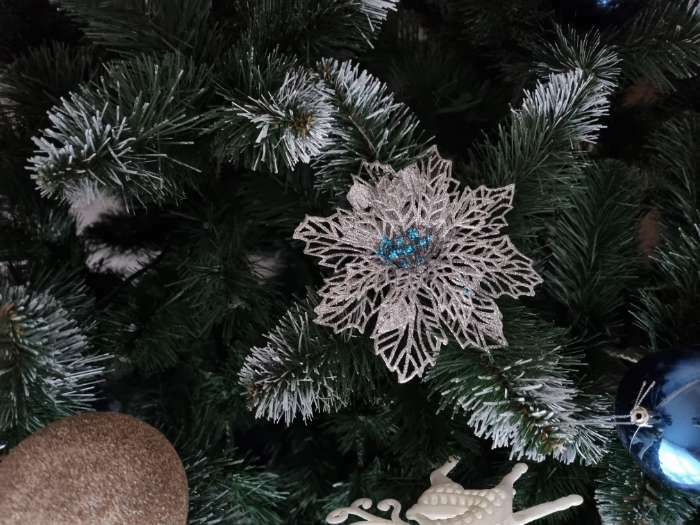 Фотография покупателя товара Украшение ёлочное "Ажурный цветок" (набор 3 шт) 10,5 см, серебро - Фото 9