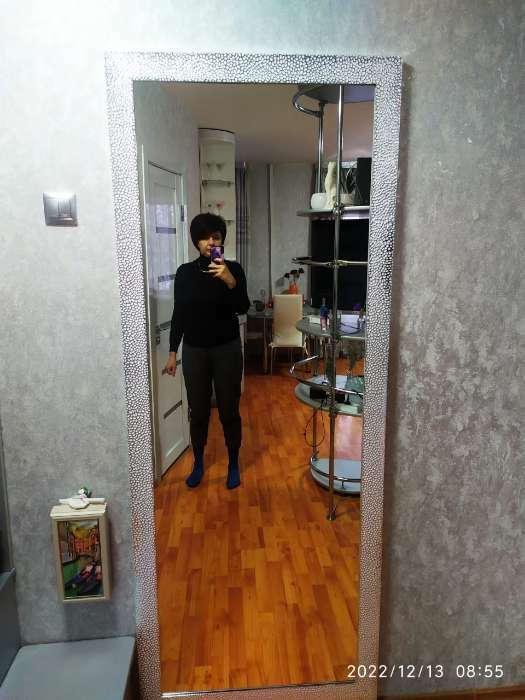 Фотография покупателя товара Зеркало напольное в багетной раме Evoform, чеканка белая, 70 мм, 78x197 см - Фото 1