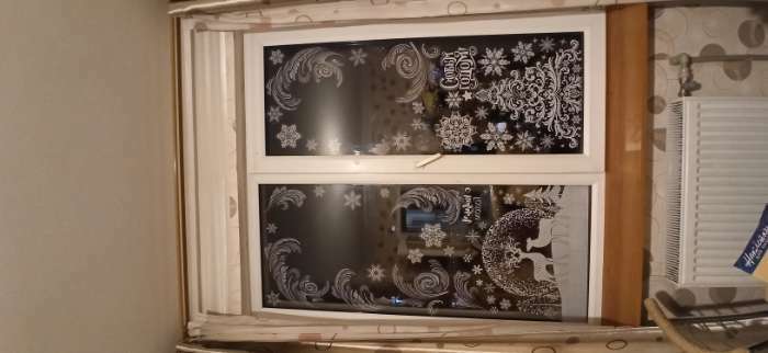 Фотография покупателя товара Наклейка для окон «Зимняя ёлочка», многоразовая, 50 × 70 см - Фото 5