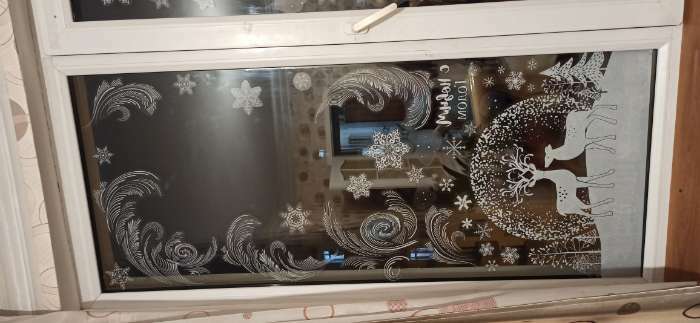 Фотография покупателя товара Наклейка для окон «Зимняя ёлочка», многоразовая, 50 × 70 см - Фото 4