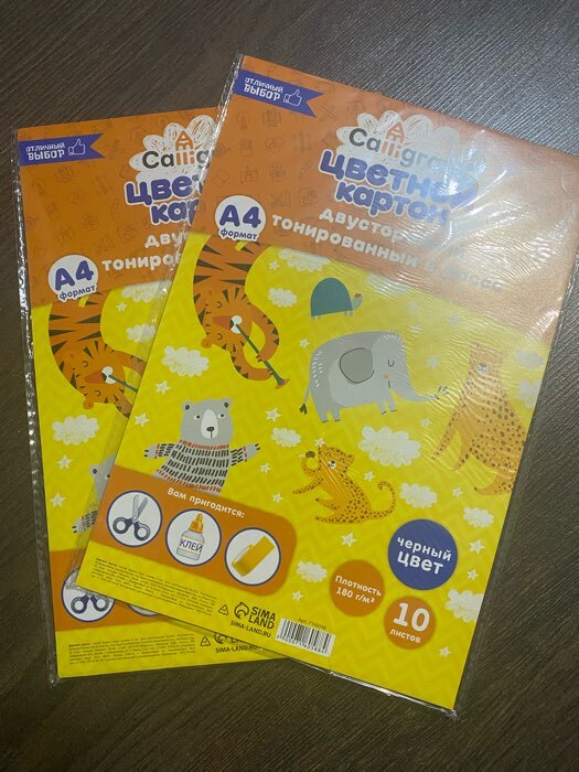 Фотография покупателя товара Картон двусторонний А4, тонированный в массе, 10 листов, 180 г/м², чёрный - Фото 1