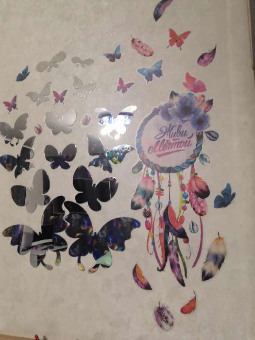 Фотография покупателя товара Наклейки интерьерные "Бабочки", зеркальные, декор на стену, набор 20 шт - Фото 4