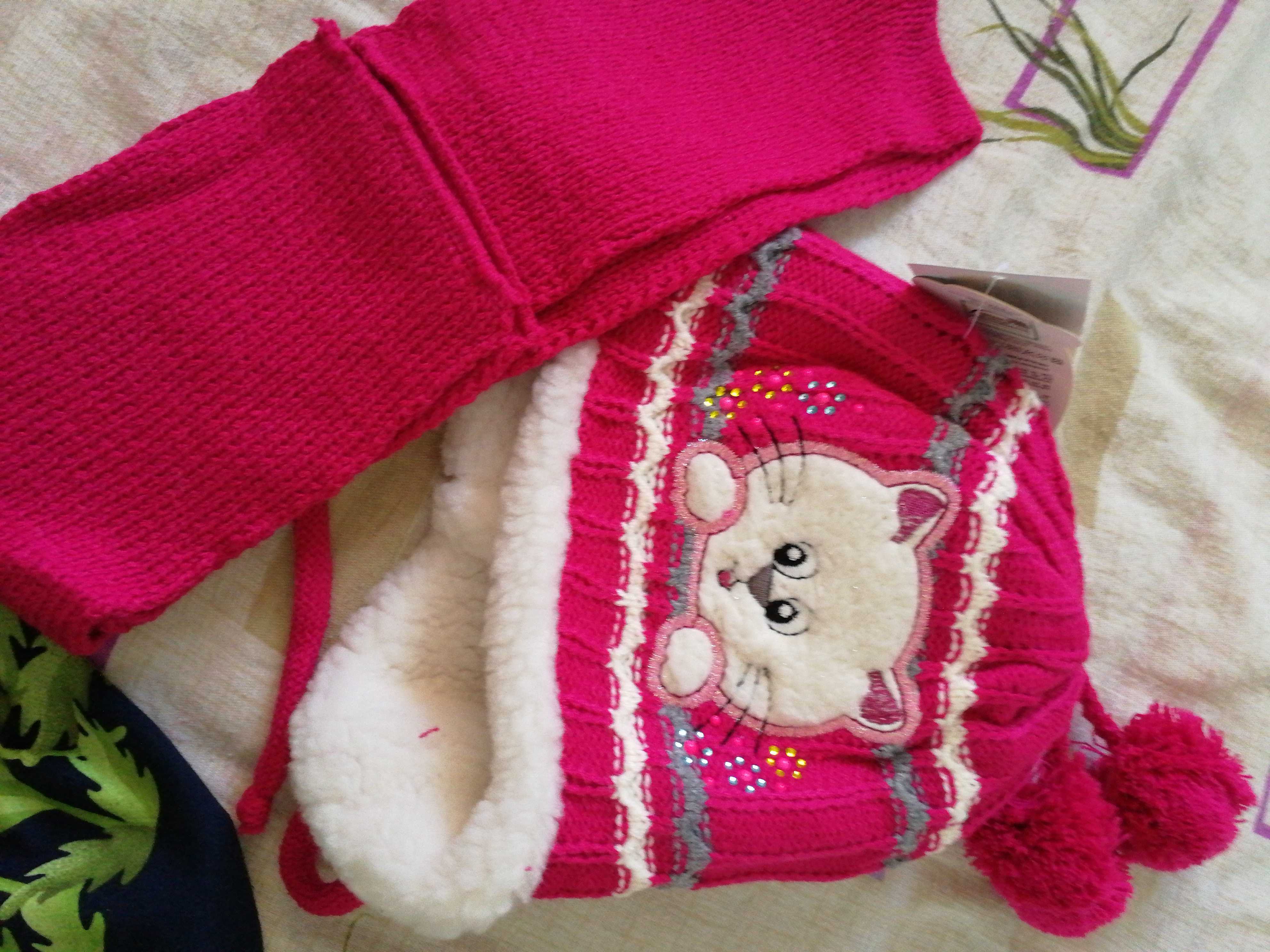 Фотография покупателя товара Комплект детский зимний "Котик": шапка, шарф, объем головы 46-48см (1-2года), цвет микс - Фото 1