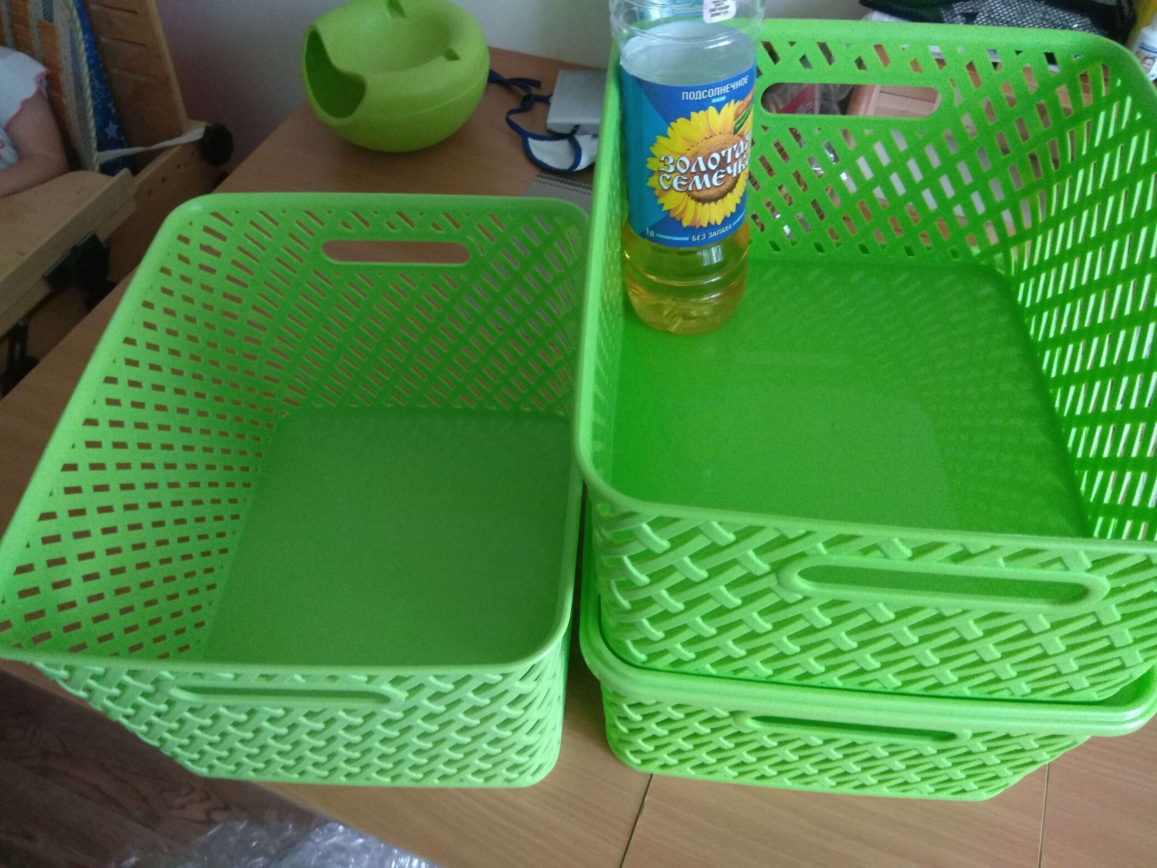 Фотография покупателя товара Корзина для хранения с крышкой «Плетёнка», цвет салатовый - Фото 2