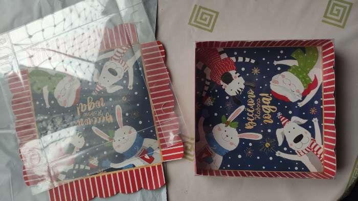 Фотография покупателя товара Коробка для кондитерских изделий с PVC крышкой «Друзья», 15×15×3 см - Фото 1