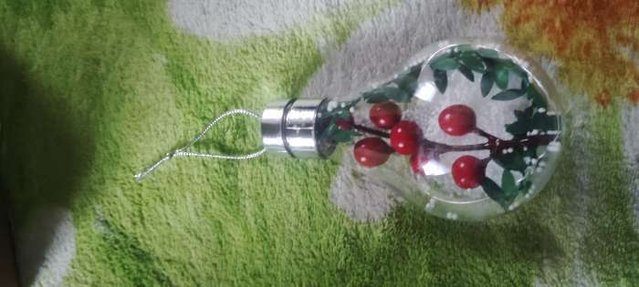 Фотография покупателя товара Ёлочный шар «Ягоды», батарейки, 5 LED, свечение белое - Фото 1