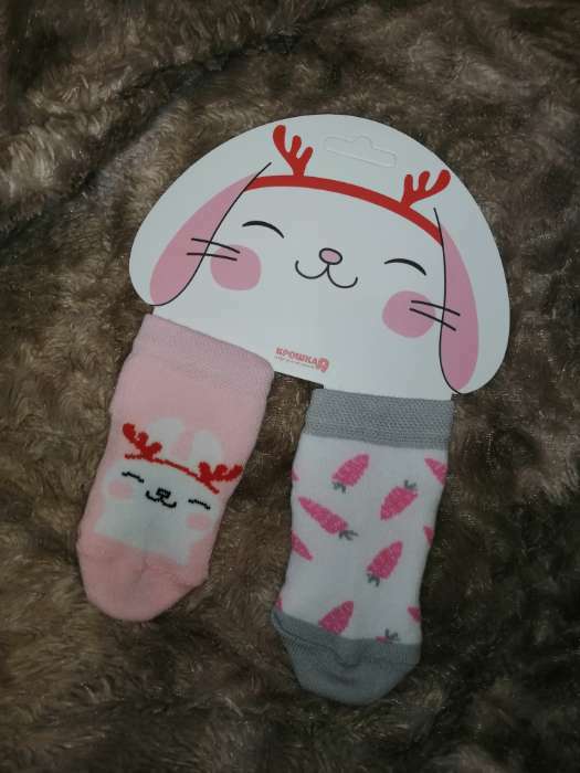 Фотография покупателя товара Набор новогодних носков Крошка Я «Зайчик», 2 пары, 6-8 см - Фото 2
