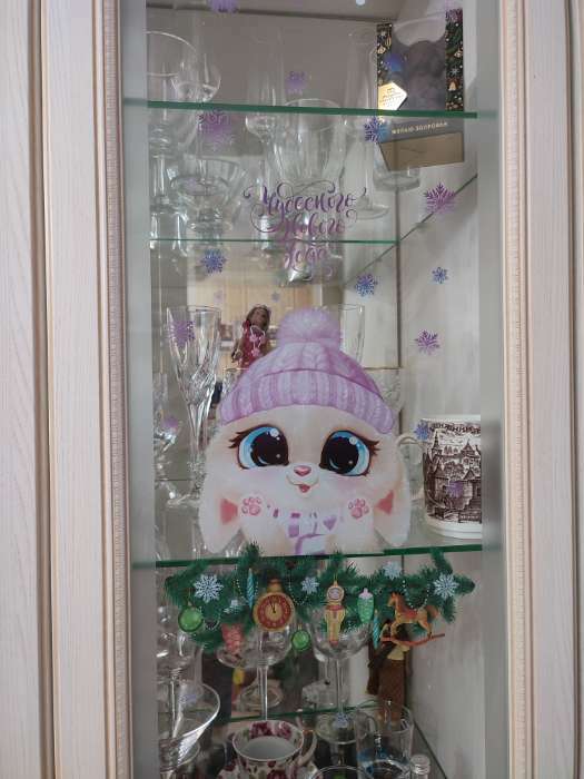 Фотография покупателя товара Наклейки на стекло «Новогодние украшения», многоразовые, 20 × 34 см - Фото 1