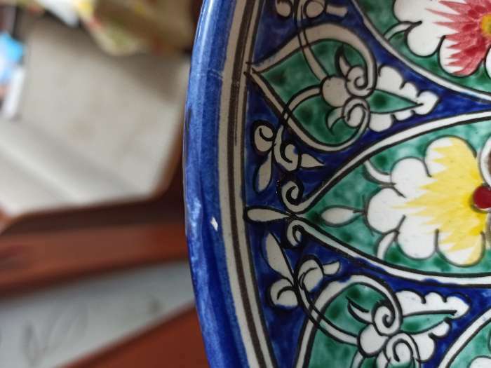 Фотография покупателя товара Ляган Риштанская Керамика "Узоры", 25 см, синий микс - Фото 4