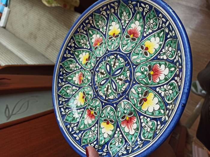 Фотография покупателя товара Ляган Риштанская Керамика "Узоры", 25 см, синий микс