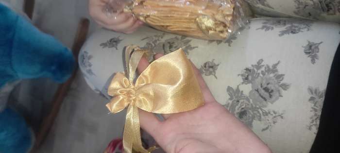 Фотография покупателя товара Мешочек подарочный атласный с лентой, 7×9 см, цвет золотой