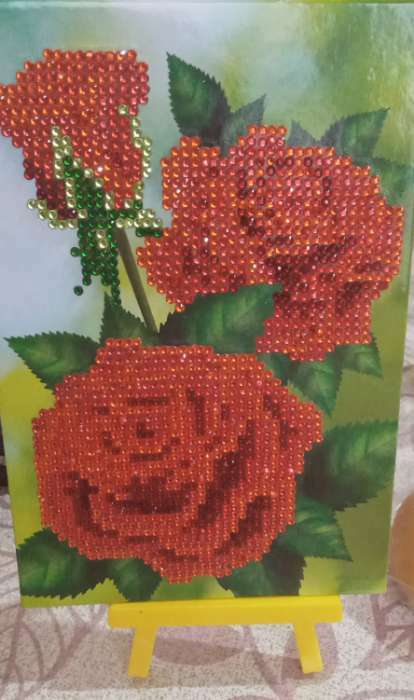 Фотография покупателя товара Алмазная мозаика с частичным заполнением на подставке «Розы», 13 х 19 см, картон - Фото 1