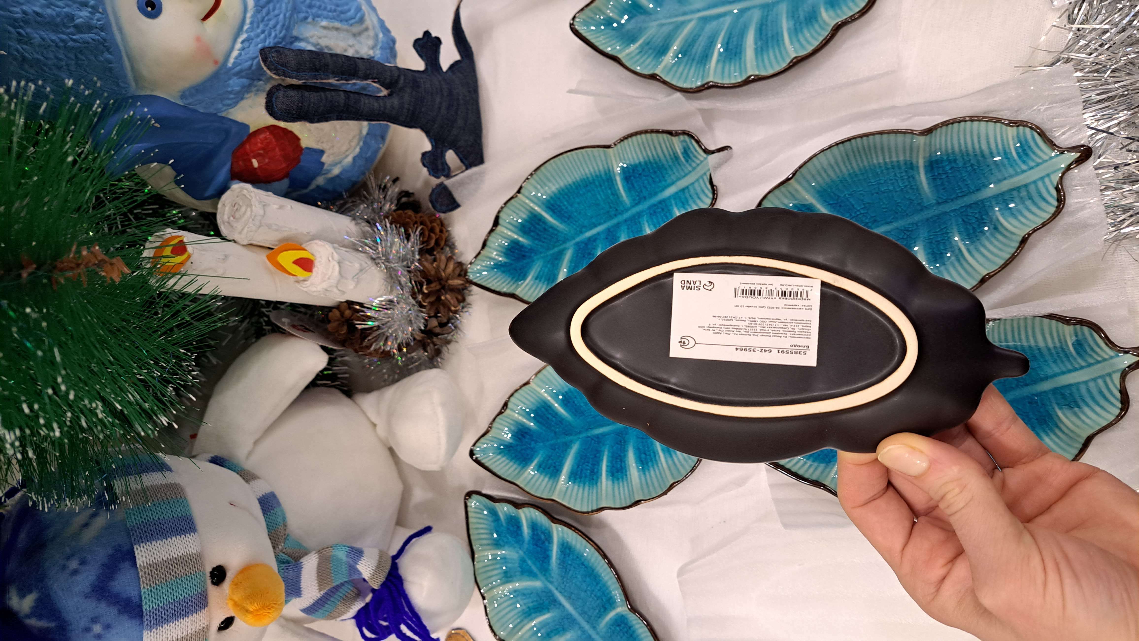 Фотография покупателя товара Блюдо керамическое сервировочное «Таллула. Лист», 17×9,5 см, цвет голубой - Фото 2