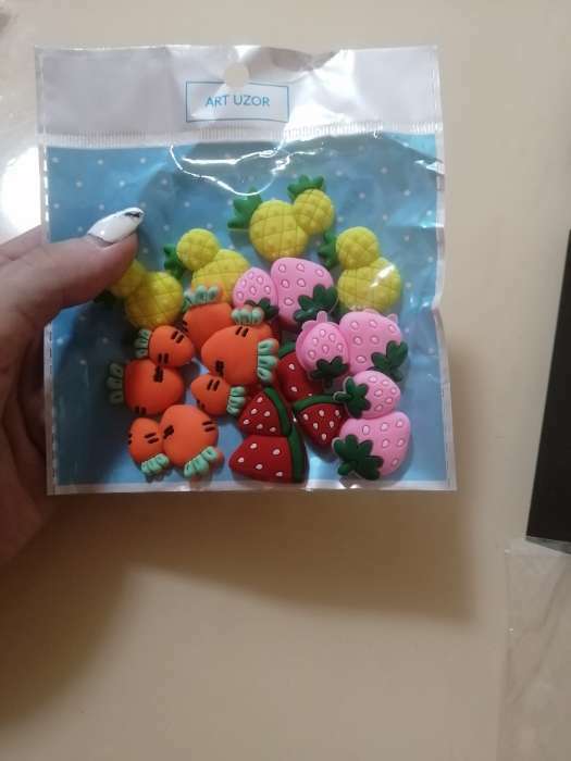 Фотография покупателя товара Декор для творчества резина "Фрукты, ягоды и овощи" набор 16 шт МИКС 3х2,3 см - Фото 1