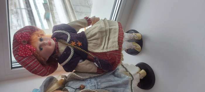 Фотография покупателя товара Кукла коллекционная керамика "Ульяна в полосатом платье с передником" 40 см - Фото 2