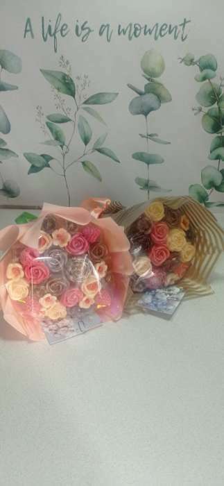 Фотография покупателя товара Пленка для цветов "Акварель", 58 см х 5 м - Фото 4