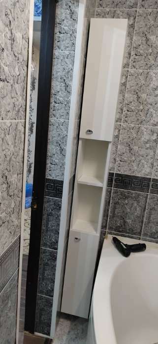 Фотография покупателя товара Пенал для ванной комнаты узкий "Вега 16" белый, 200 см х 20 см х 20 см - Фото 9