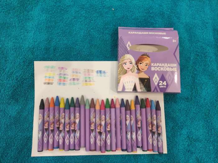Фотография покупателя товара Восковые карандаши, набор 24 цвета, "Эльза и Анна", Холодное сердце - Фото 1