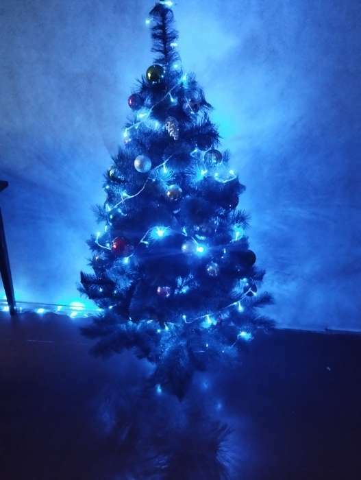 Фотография покупателя товара Гирлянда «Нить» 20 м, IP20, тёмная нить, 200 LED, свечение синее, 8 режимов, 220 В - Фото 37