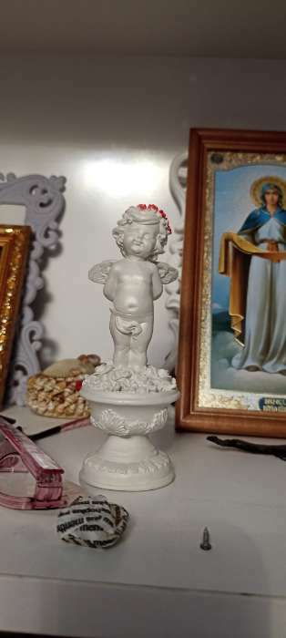 Фотография покупателя товара Фигура "Ангел на пъедестале" перламутр, 14х6х6см - Фото 1