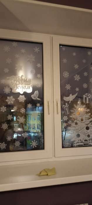 Фотография покупателя товара Наклейка для окон «Снежный город», многоразовая, 50 х 70 см, Новый год - Фото 29