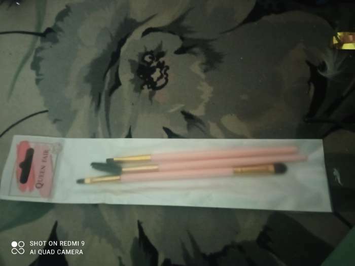 Фотография покупателя товара Набор кистей для макияжа, 3 предмета, цвет розовый - Фото 1
