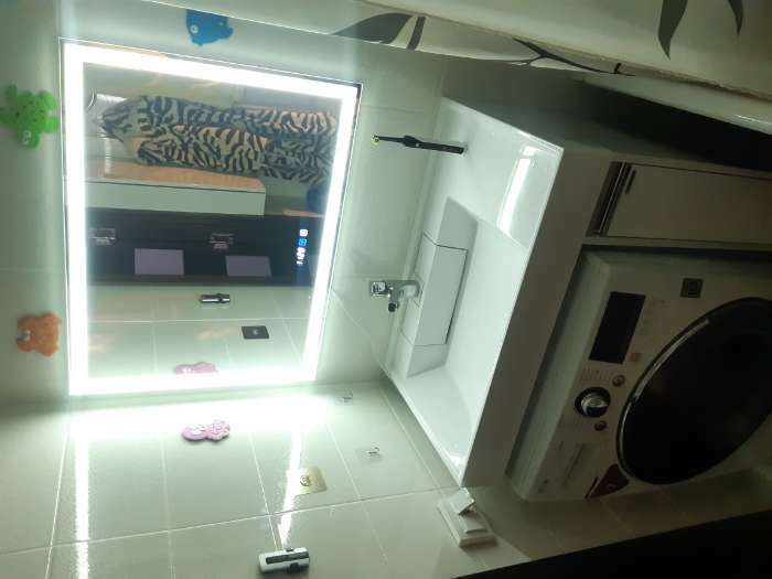 Фотография покупателя товара Зеркало с Doratiz LED подсветкой «Адель», 800х600 мм, подогрев, часы, сенсорный выключатель, диммер - Фото 1