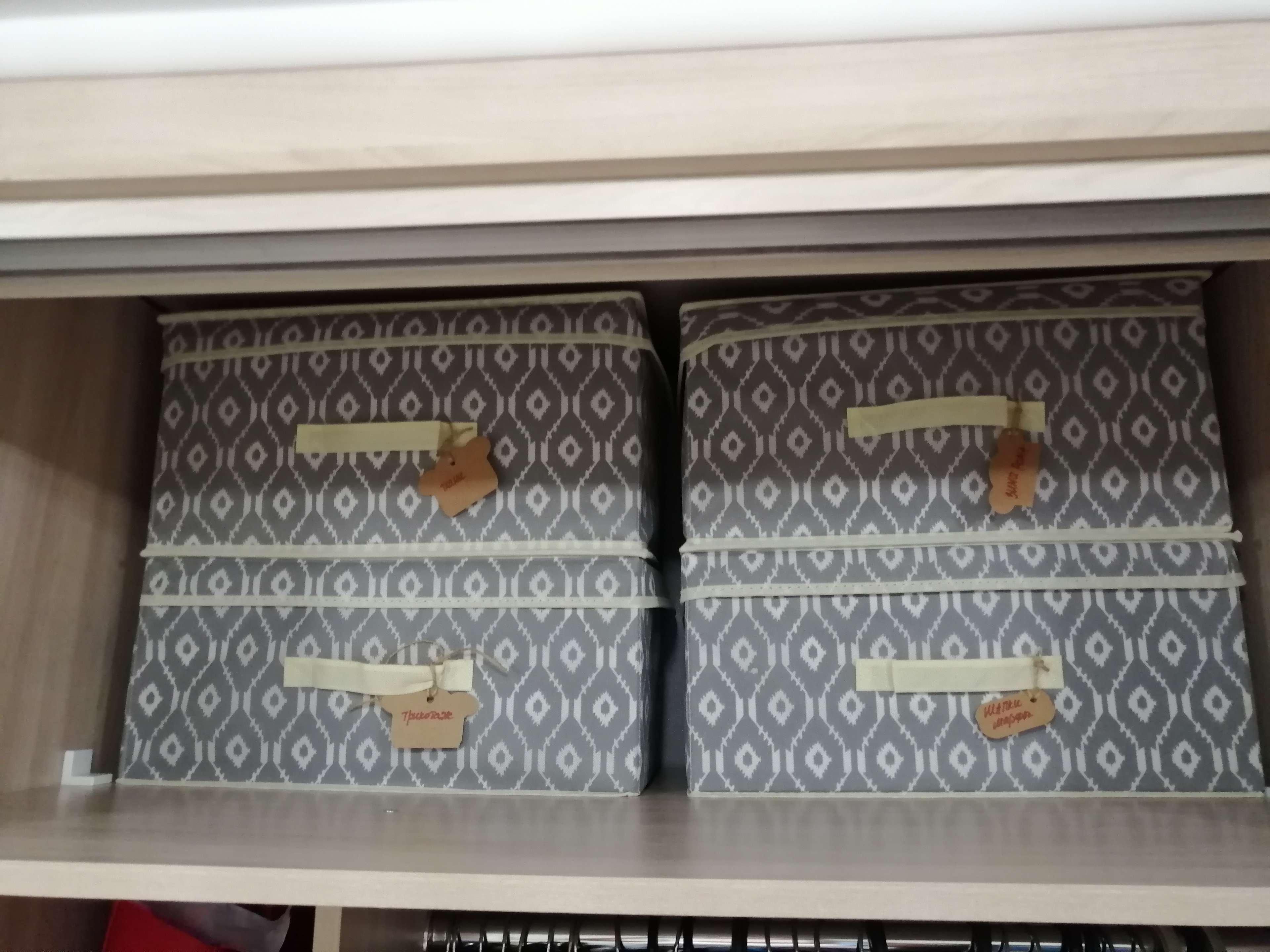 Фотография покупателя товара Короб стеллажный для хранения с крышкой Доляна «Ромбы», 26×20×17 см, цвет серый - Фото 4